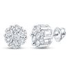 Image 1 : Diamond Flower Cluster Earrings 2 Cttw 14kt White Gold