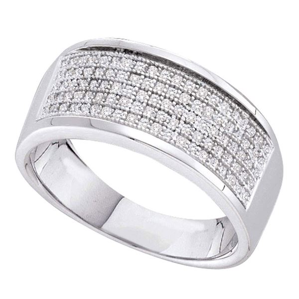 Diamond Five Row Wedding Band 1/3 Cttw Sterling Silver