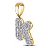 Image 2 : Mens Diamond Letter K Bubble Initial Charm Pendant 5/8 Cttw 10kt Yellow Gold