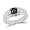 Image 1 : Sterling Silver Mens Black Color Enhanced Diamond Solitaire Ring 1/2 Cttw Sterling Silver