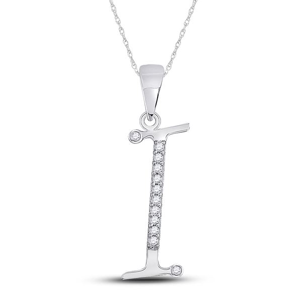 Diamond I Initial Letter Pendant 1/12 Cttw 10kt White Gold