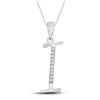 Image 1 : Diamond I Initial Letter Pendant 1/12 Cttw 10kt White Gold