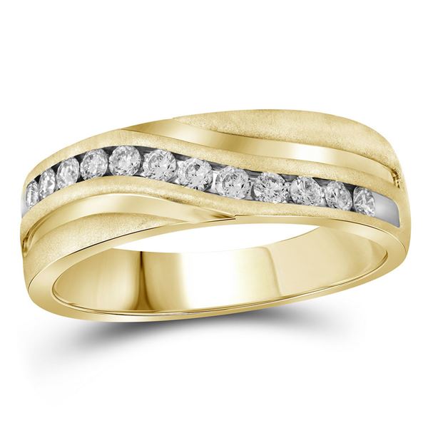 Mens Diamond Wedding Band Ring 1 Cttw 10kt Yellow Gold