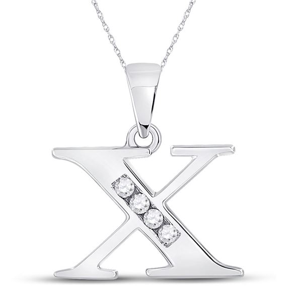 Diamond X Initial Letter Pendant 1/20 Cttw 10kt White Gold