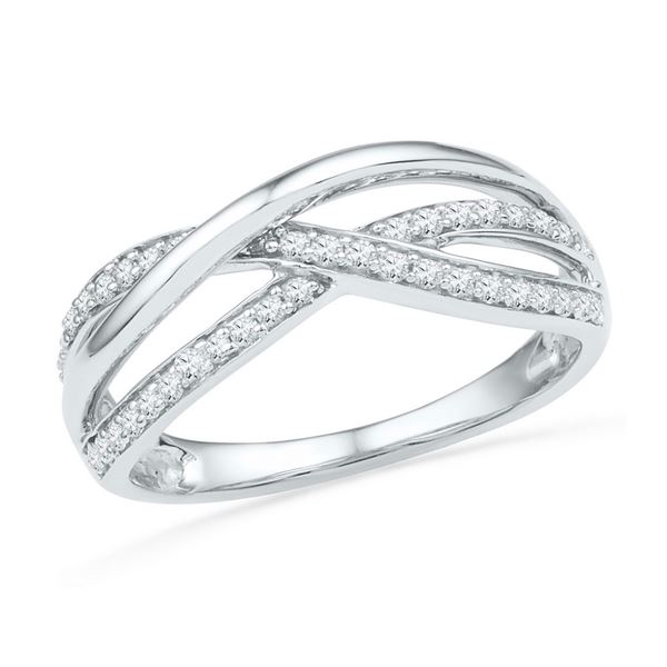 Diamond Triple Woven Strand Band Ring 1/5 Cttw 10kt White Gold