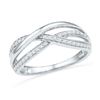 Image 1 : Diamond Triple Woven Strand Band Ring 1/5 Cttw 10kt White Gold