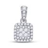 Image 1 : Diamond Square Cluster Pendant 1/2 Cttw 14kt White Gold