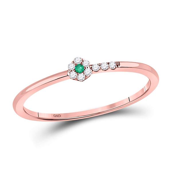 Emerald Diamond Slender Stackable Band Ring 1/20 Cttw 10kt Rose Gold