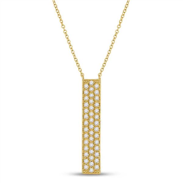 Diamond Vertical Bar Necklace 1/4 Cttw 10kt Yellow Gold