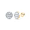 Image 1 : Baguette Diamond Circle Cluster Earrings 1/3 Cttw 10kt Yellow Gold