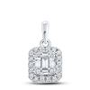 Image 1 : Baguette Diamond Cluster Pendant 1/4 Cttw 14kt White Gold