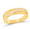 Image 1 : Mens Machine Set Diamond Wedding Channel Band Ring 1/4 Cttw 10kt Yellow Gold