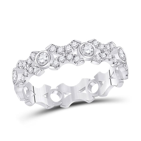Diamond XOXO Stackable Band Ring 1/2 Cttw 10kt White Gold