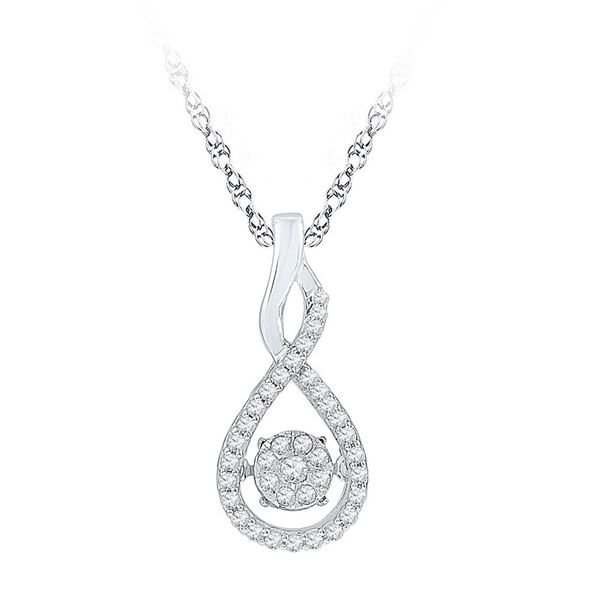 Diamond Moving Cluster Pendant 1/5 Cttw 10kt White Gold