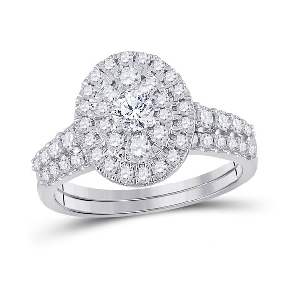 Diamond Bridal Wedding Ring Band Set 1 Cttw 10kt White Gold