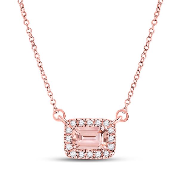 Emerald Morganite Solitaire Necklace 5/8 Cttw 10kt Rose Gold