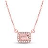 Image 1 : Emerald Morganite Solitaire Necklace 5/8 Cttw 10kt Rose Gold