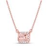 Image 2 : Emerald Morganite Solitaire Necklace 5/8 Cttw 10kt Rose Gold