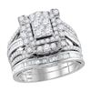 Image 1 : Diamond Bridal Wedding Ring Band Set 1-3/4 Cttw 14kt Two-tone Gold