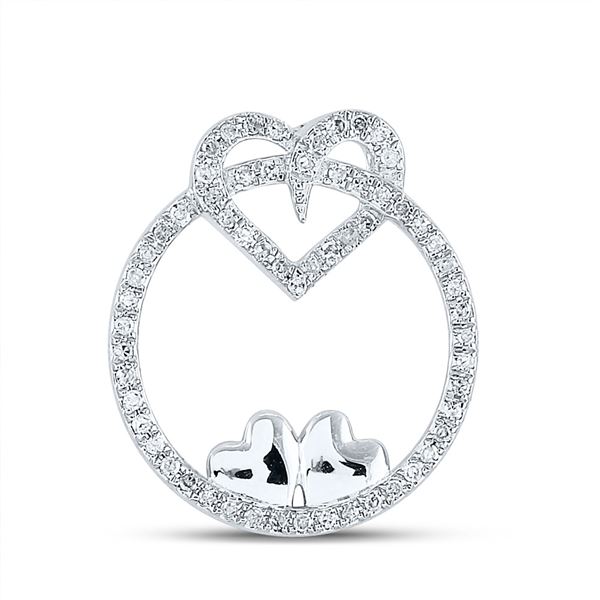 Diamond Circle Heart Pendant 1/5 Cttw 10kt White Gold