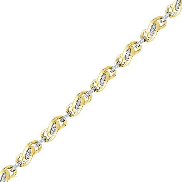 Diamond Fashion Link Bracelet 1/4 Cttw 10kt Yellow Gold