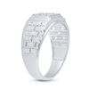 Image 4 : Mens Diamond Square Cluster Brick Ring 1/4 Cttw 10kt White Gold