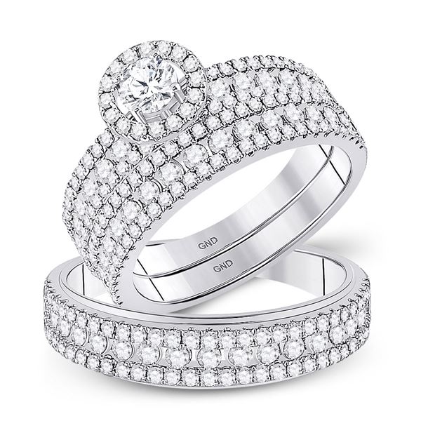 His Hers Diamond Solitaire Matching Wedding Set 2 Cttw 14kt White Gold