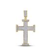 Image 1 : Mens Diamond Cross Charm Pendant 3/4 Cttw 10kt Yellow Gold