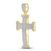 Image 2 : Mens Diamond Cross Charm Pendant 3/4 Cttw 10kt Yellow Gold