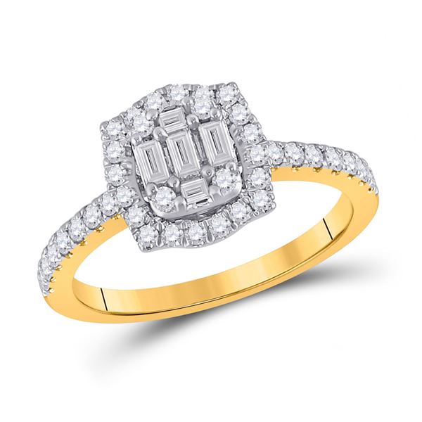 Baguette Diamond Cluster Ring 5/8 Cttw 14kt Yellow Gold