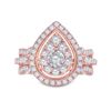 Image 2 : Diamond Pear Teardrop Ring 1-3/4 Cttw 14kt Rose Gold