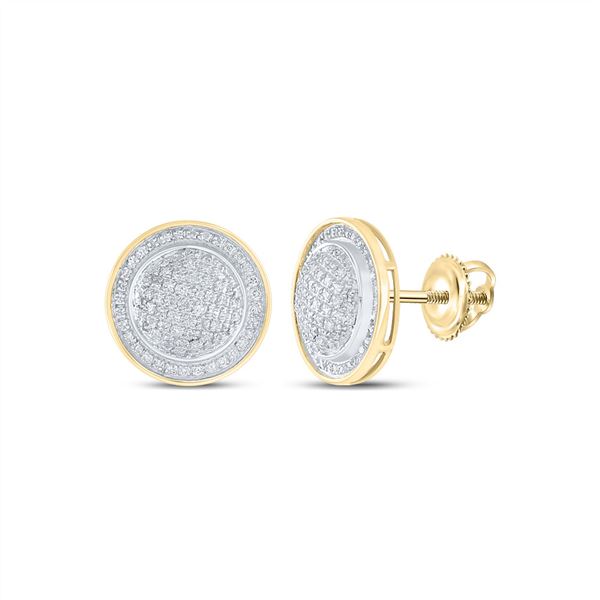 Yellow-tone Sterling Silver Mens Diamond Circle Earrings 1/2 Cttw Yellow-tone Sterling Silver