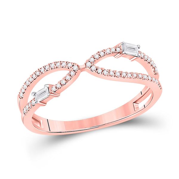 Baguette Diamond Fashion Ring 1/6 Cttw 14kt Rose Gold