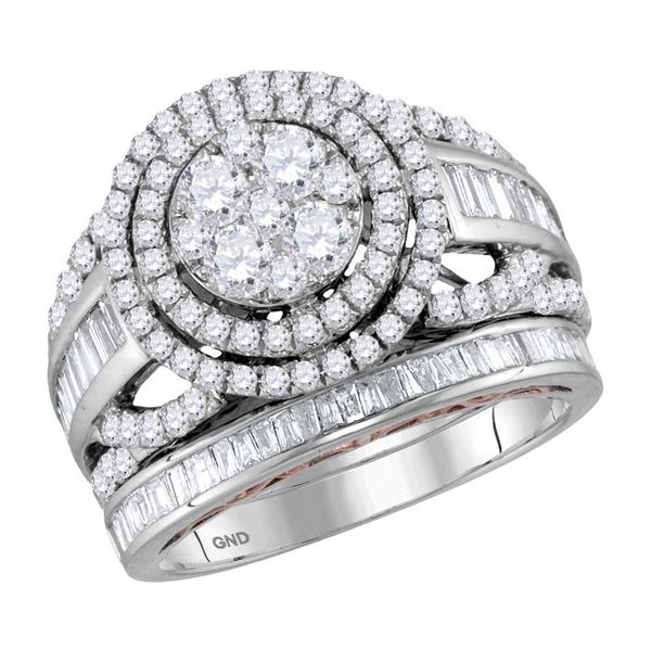 Diamond Bridal Wedding Ring Band Set 2 Cttw 14kt Two-tone Gold