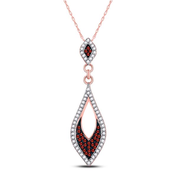 Red Color Enhanced Diamond Fashion Pendant 1/5 Cttw 10kt Rose Gold