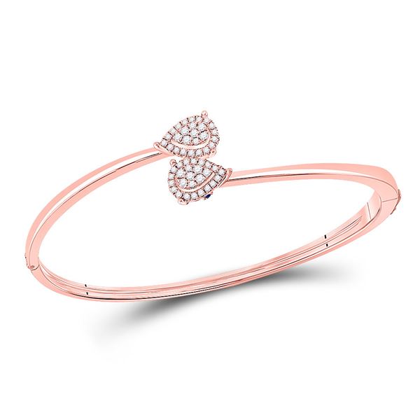Diamond Bypass Pear Cluster Bracelet 1/2 Cttw 14kt Rose Gold