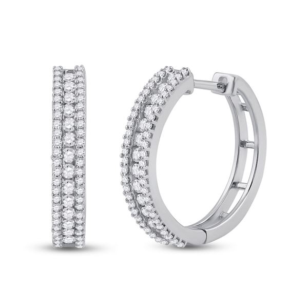 Diamond Hoop Earrings 7/8 Cttw 14kt White Gold