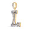 Image 2 : Mens Diamond Initial L Letter Charm Pendant 1-1/3 Cttw 10kt Yellow Gold