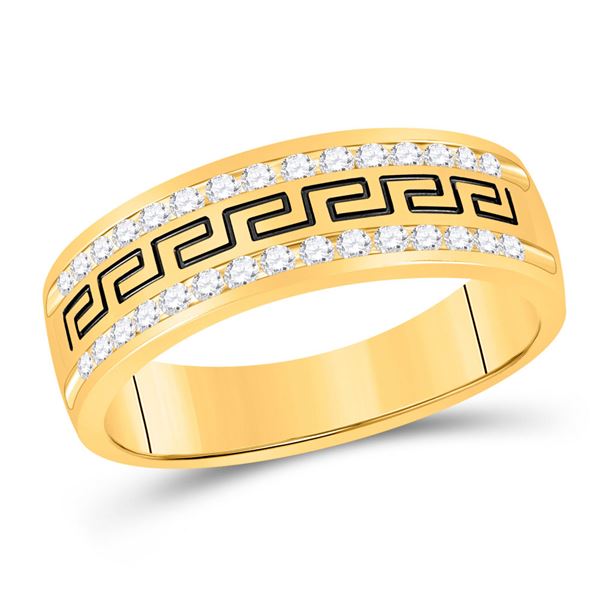 Mens Diamond Wedding Grecco Band Ring 1/2 Cttw 14kt Yellow Gold