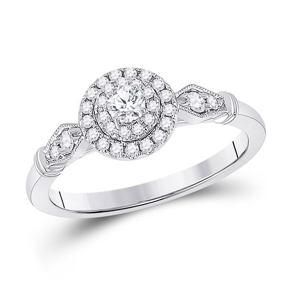 Diamond Halo Bridal Wedding Engagement Ring 1/3 Cttw 14kt White Gold