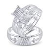 Image 1 : His Hers Diamond Cross Matching Wedding Set 1/12 Cttw 10kt White Gold