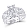 Image 2 : His Hers Diamond Cross Matching Wedding Set 1/12 Cttw 10kt White Gold