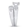 Image 4 : His Hers Diamond Cross Matching Wedding Set 1/12 Cttw 10kt White Gold
