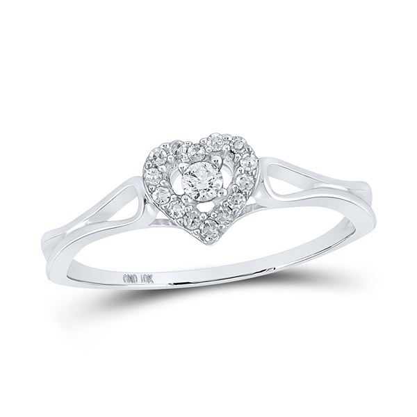 Diamond Heart Promise Ring 1/8 Cttw 10kt White Gold