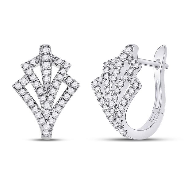 Diamond Hoop Earrings 1/2 Cttw 14kt White Gold