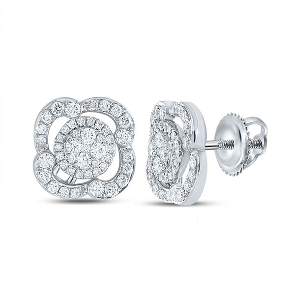 Diamond Cluster Earrings 1 Cttw 18kt White Gold