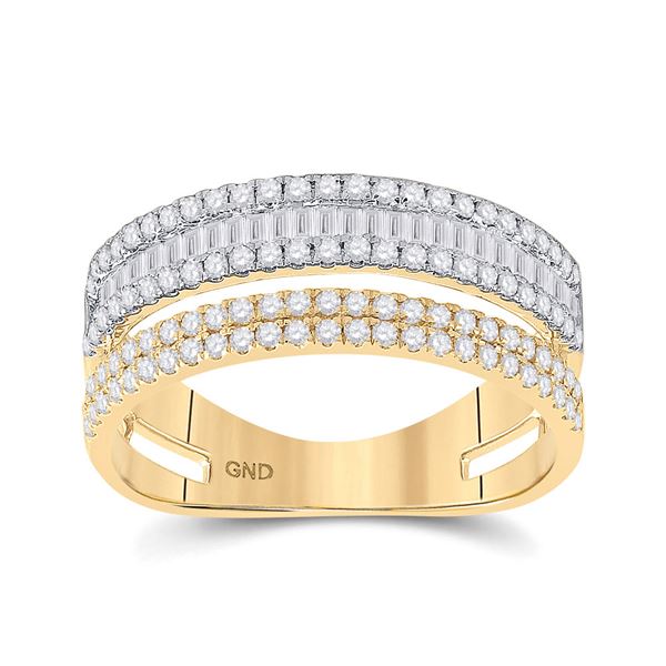 Baguette Diamond Parallel Band Ring 3/4 Cttw 14kt Two-tone Gold