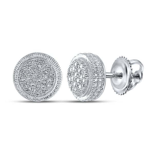 Sterling Silver Mens Diamond Disk Circle Earrings 1/10 Cttw Sterling Silver