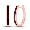 Image 1 : Red Color Enhanced Diamond Single Row Hoop Earrings 1/10 Cttw 10kt Rose Gold