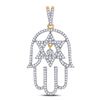 Image 1 : Mens Diamond Hamsa Star of David Charm Pendant 1/2 Cttw 10kt Yellow Gold
